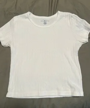 Brandy Melville White Eyelet Baby Tee thumbnail 1