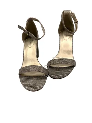 Bandolino 8M Glittery Gold Open Toe Heel Sandals Ankle Strap Buckle Closure thumbnail 3