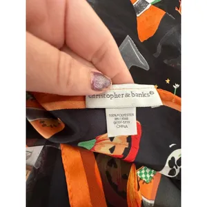 Christopher & Banks Scarf Women Black Halloween Pumpkin Ghost Cat Fall Teacher thumbnail 5