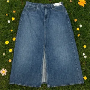 NEW Uniqlo Long A-Line Denim Skirt Cottagcore Fall Holiday Pumpkin Patch Size 6‎ thumbnail 1