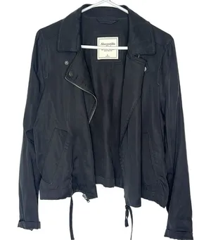 Abercrombie & Fitch Gray Drape Moto Cargo Utility bomber Jacket thumbnail 1