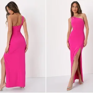 LULU's Sexy Prom Wedding Elegant Classy One Shoulder Mermaid Trumpet Gown thumbnail 4