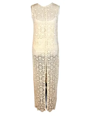 Alice + Olivia Off White Crochet Lace "Gretchen" Maxi Tunic And Cami (M) thumbnail 6