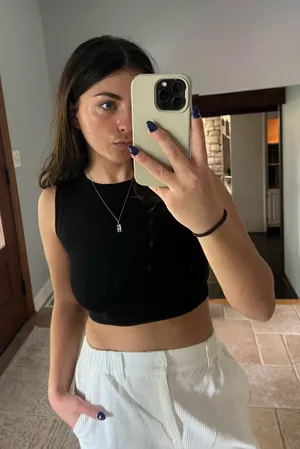 Black Zara crop knit tank top thumbnail 1