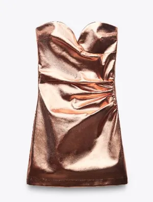 Zara Nwt Mettalic Gold Jumpsuit Medium Bloggers Fave thumbnail 5