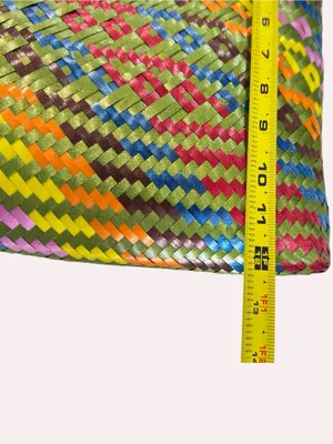 Large Colorful Mexican Woven Straw Tote Bag Market Beach Boho Handmade thumbnail 10
