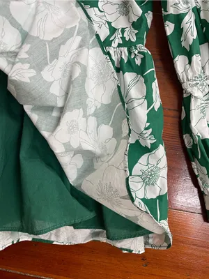 Tuckernuck Hyacinth House Green Floral Clemons Cotton Peplum Top Sz M 💛🎀 thumbnail 13