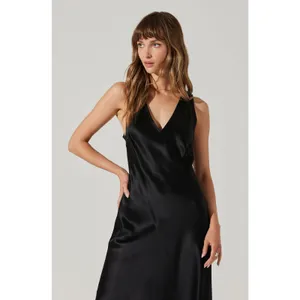 ASTR The Label Ellora Slip Satin Elegant Minimalist Black Midi NWT S thumbnail 7