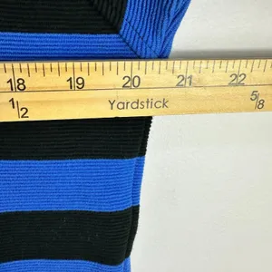 Karen Kane Sweater Dress Womens Large Blue Black‎ Striped Mock Neck Vtg 80s thumbnail 5