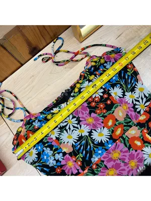 Sugarlips Lupita Floral Tie Strap Ruffle Mini Dress Black Multicolor Size Medium thumbnail 10