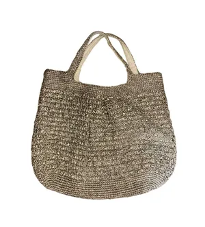 Gold Mesh Crochet Knitted Style Tote Boho Purse Bag Bohemian thumbnail 1