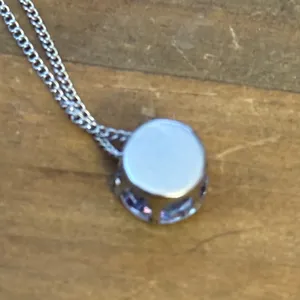Silver tone solitaire rhinestone pendant necklace thumbnail 3