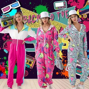 Neon 80s 90s Jumpsuit Outfit Tracksuit Halloween Costume Party Accessories SMALL thumbnail 6