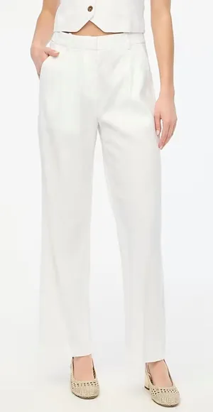 NWT J. Crew Tall linen-blend‎ wide-leg pant Minimalist Summer White Sz 0 BZ323 thumbnail 1