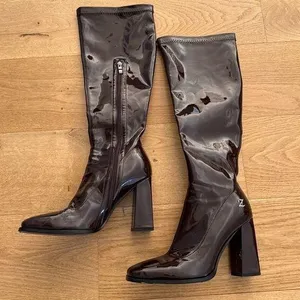Zemeta - Glossy Choco Long Boots in Dark Brown thumbnail 1