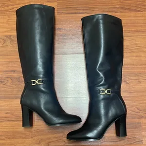 Express leather buckle heeled tall boots size 9 thumbnail 5