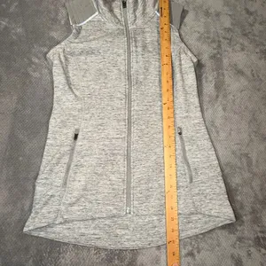Athleta Stronger Spacedye Heathered Light Gray Sleeveless Full Zip Vest Small thumbnail 7