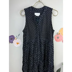 Anthropologie Black Polka Dot Sleeveless Tiered Tunic Top - Size - Small thumbnail 5