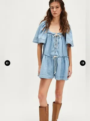 Free people County Line Denim Romper thumbnail 6