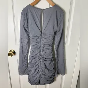 House of CB Camille Dove Grey Real Silk Mini Dress M thumbnail 4