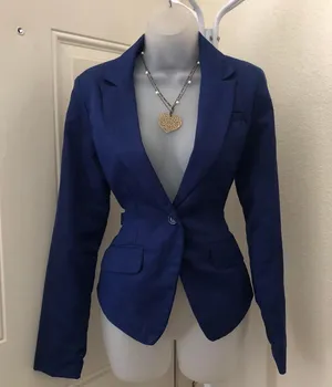 New Look blue single button fitted blazer long sleeve office siren core #2000s #y2k thumbnail 1