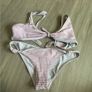 Abercrombie & Fitch Pink and Cream Striped Fabric thumbnail 1