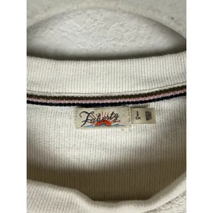 Faherty Vista Olive Cream Striped Pullover French‎ Terry Sweatshirt Womens Small thumbnail 8