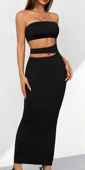 SHEIN Black Maxi Dress Cut-Out thumbnail 1