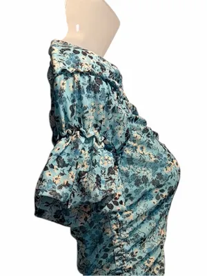 Anthropologie Floral Romantic Boho Shirred Mesh Ruched Stretchy Top Size XS thumbnail 3