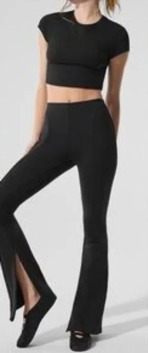 Alo Yoga Black High Waist Split Zip Flare Leggings Size Medium thumbnail 1