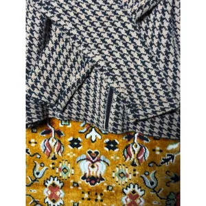 Chaps Houndstooth Asymmetric Zip Cowl Neck Sweater Soft 100% Cotton Size L thumbnail 4