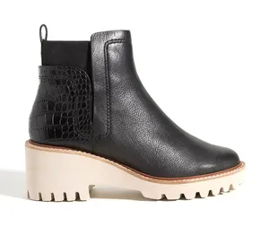 Dolce Vita Anthropologie Huey‎ Chelsea Boots Women 7.5 Black Embossed Lug Sole thumbnail 1