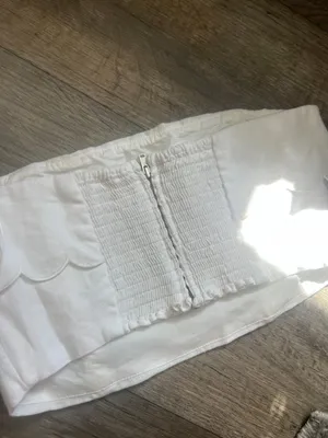 Reformation Lizzi Crop Linen Top White - Size 2 thumbnail 8