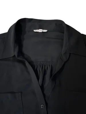 Maurices Women's XXL Black Button Front Blouse Roll Tab Sleeve Semi Sheer Used thumbnail 3