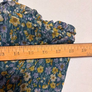 Floral Mesh Babydoll Mini Dress Womens L Stretch Boho Cottage Fairy Festival Y2K thumbnail 5