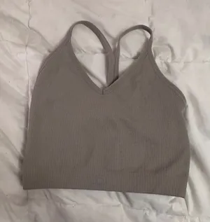 Set active green grey ribbed skinny strap bra thumbnail 1