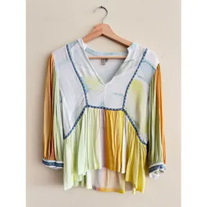 Anthropologie bl^nk london Renata Tie-Dye Blouse Luxe Boho Feminine‎ Delicate thumbnail 4