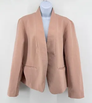 Eileen Fisher Blazer Women Large Pink Stretch Tencel Open Front Shawl S18DKA thumbnail 1