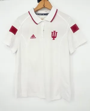 Indiana University Hoosiers Adidas‎ Climalite Polo Women's White Red Size Large thumbnail 1