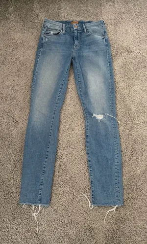 Mother Denim Looker Ankle Fray Jeans In Love Gun Wash Size 25 thumbnail 1