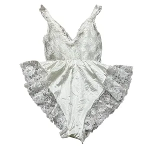 Vintage Tosca Teddy Lingerie White Nylon Pink Ruffle Lace Coquette Sexy Feminine thumbnail 10