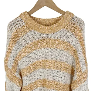 Madewell Baez Pullover Sweater Orange and Cream Stripe Size Small thumbnail 5