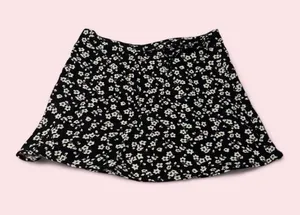 Aeropostale Black Mini Skirt with White Floral Print thumbnail 1