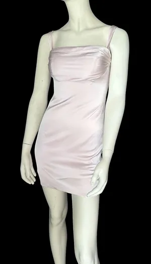 Satin Square Neckline Mini Dress Pink Size 4 NWT thumbnail 1