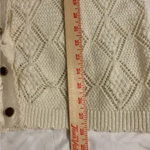 🧶 Vintage Amana Woolen Mill White Knit Button Front Sweater Vest | Size L thumbnail 5