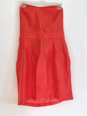 COOPERATIVE URBAN OUTFITTERS Bright Coral Orange Strapless Mini Sheath ? Dress thumbnail 3