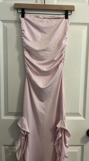 SheIn pink maxi dress ruffled trim thumbnail 2