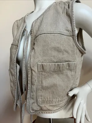 LOFT Neutral Tie-Front Utility Vest in Light Taupe thumbnail 4