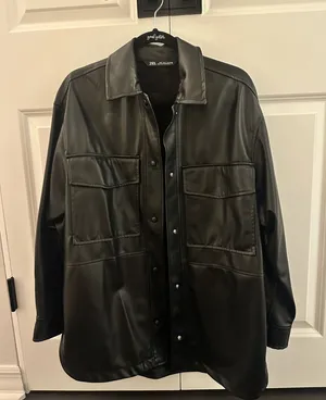 ZARA Leather Jacket Black Faux thumbnail 1