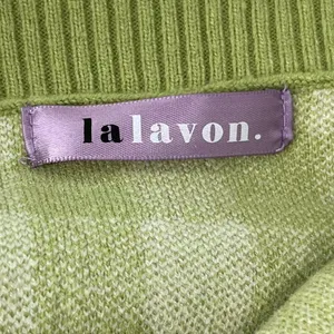Lalavon Coordinated Set Checkered Crop Knit Sweater Set Green White Size Small thumbnail 10